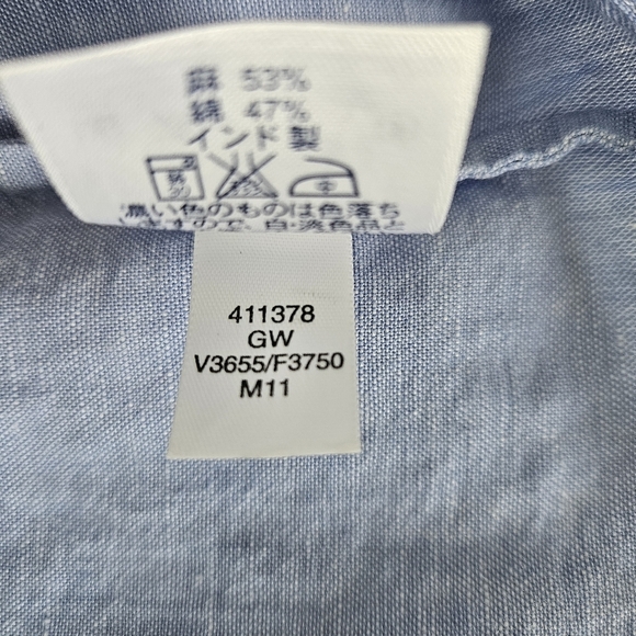 Lands End Linen Blend Shirt Dress Womens 22W Chambray Blue Belted - Picture 5 of 10